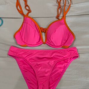 Vibrant Pink and Orange Women's Bikini Set